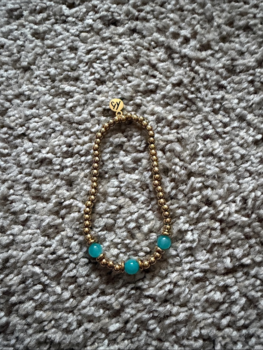 Gold Beaded Bracelet with Turquoise Accents -